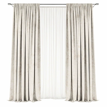 Polyester Blend Curtain Panels 3D model image 1 