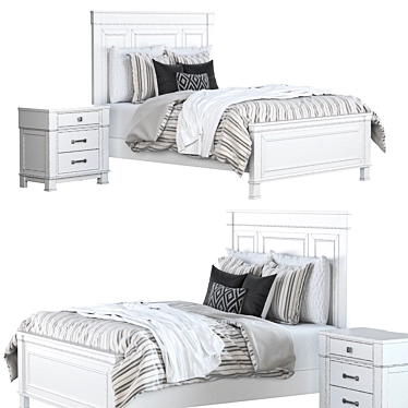 Elegant Jennily Queen Bed Set 3D model image 1 