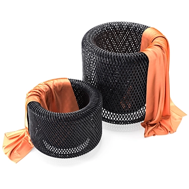 Elegant Twist Black Rattan Baskets 3D model image 1 