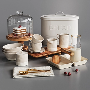 Modern Breakfast Set with Asymmetric Design 3D model image 1 