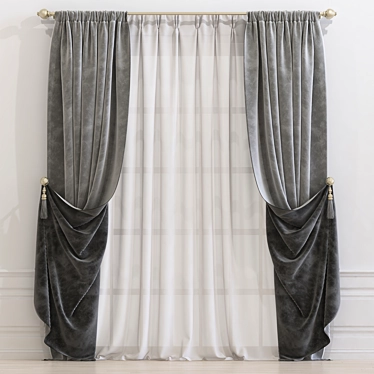 Stylish Drapery: Curtain 885 3D model image 1 