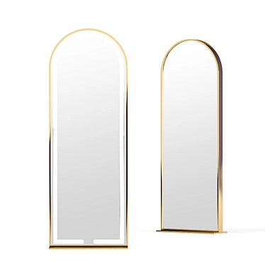 Elegant Brass Framed Floor Mirror 3D model image 1 