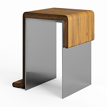 Melt Collection Walnut Side Table 3D model image 1 