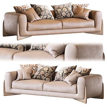 Elegant Art Deco Softbay Sofa 3D model image 1 