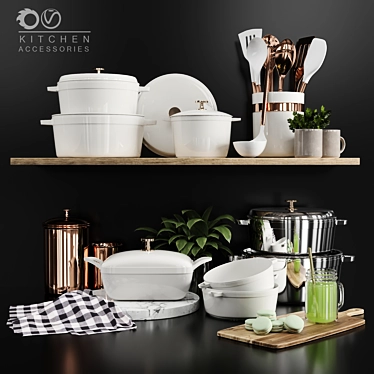 Sleek Kitchen Essentials Set 3D model image 1 