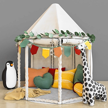 Fantasy Children Bed with Pillows 3D model image 1 