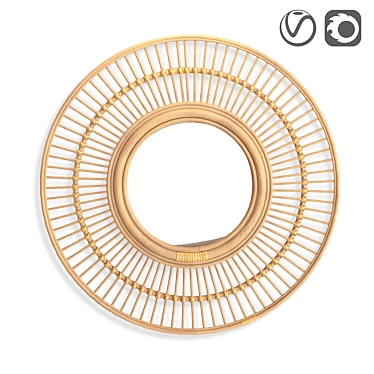 Boho Rattan Round Mirror 3D model image 1 