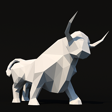 Polygonal Bull Sculpture 3D model image 1 