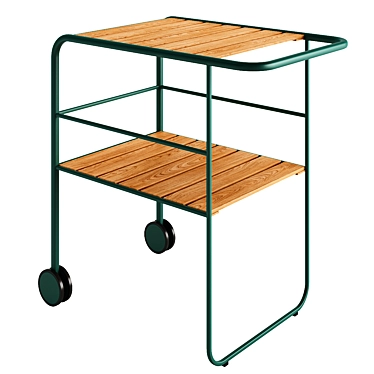 Skagerak Fuori Serving Trolley: Green & Teak Elegance 3D model image 1 