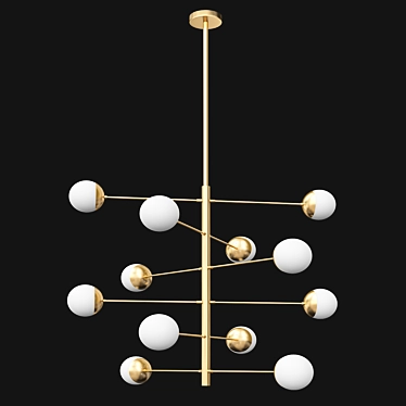 Retro Chic Asymmetric Chandelier 3D model image 1 