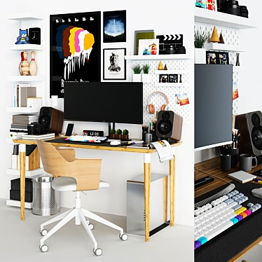 Title: IKEA Workplace Set with Decor & Tech 3D model image 1 
