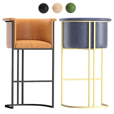 Modern Leather Loft Barstool 3D model image 1 