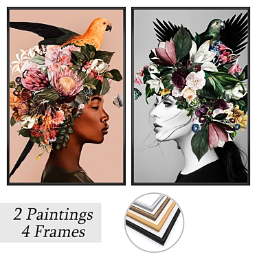 Elegant Wall Art Set with Multiple Frames 3D model image 1 