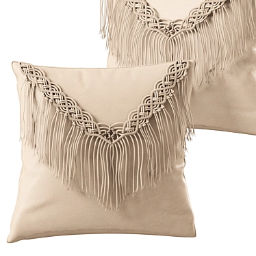 Boho Bliss Macrame Cushion Set 3D model image 1 