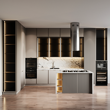 Modern Kitchen with Premium Appliances 3D model image 1 