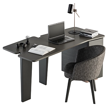 Sleek Black & Gold Minotti Jacob Office Desk 3D model image 1 