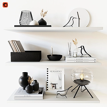 Decorative Bookshelf with Vases and Accessories 3D model image 1 