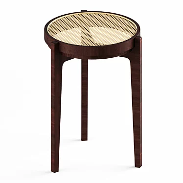 Rattan Oak Stool: Stackable & Solid 3D model image 1 