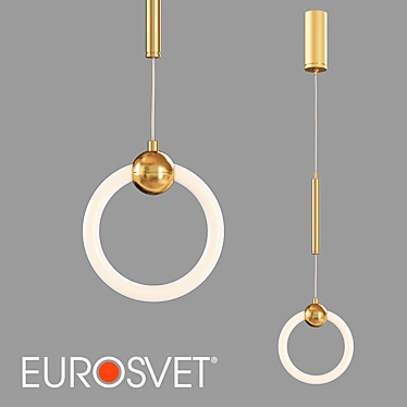 Elegant Gold Rim LED Pendant 3D model image 1 