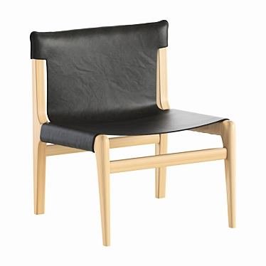 Modern Italian Black Leather Lounge Chair CB2 3D model image 1 