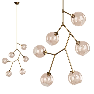 Elegant Gold Neutron Chandelier 3D model image 1 