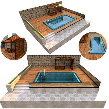 Wooden Pergola Pool 3D model image 1 