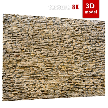  Detailed Stone Wall Model 3D model image 1 