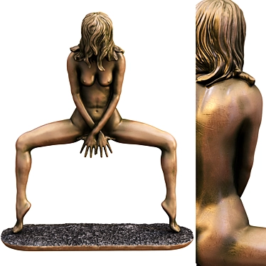 Sensual Bronze Nude Woman Statue 3D model image 1 