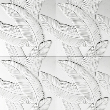 Feather 3D Wall Panels - Elegant Stone Décor 3D model image 1 