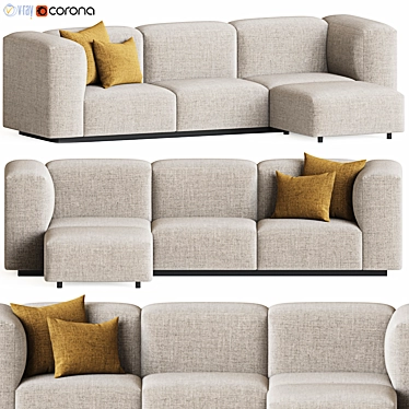 Vitra Soft Modular 3-Seater Ottoman 3D model image 1 