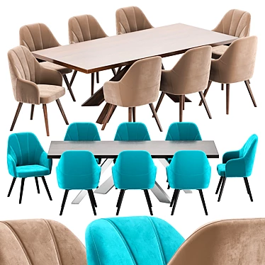 Modern Casual Dining Set: Chair & Table 3D model image 1 