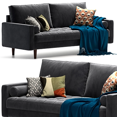 Contemporary Elegance: 72-Inch Velvet Sofa 3D model image 1 