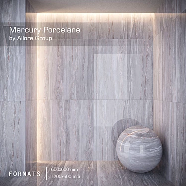 Glossy Grey Mercury Floor Tile 3D model image 1 