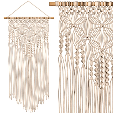 Boho Macrame Wall Decor 3D model image 1 