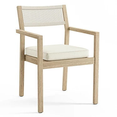 Mahogany Rope Dining Chair: Coastal-inspired Elegance 3D model image 1 