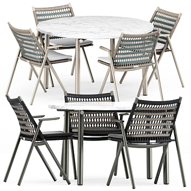 Anatra Armchair & Round Dining Table 3D model image 1 