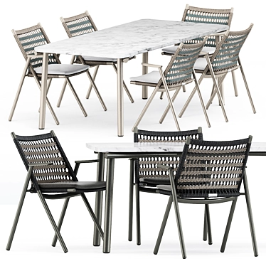 Anatra Armchair & Dining Table Set 3D model image 1 