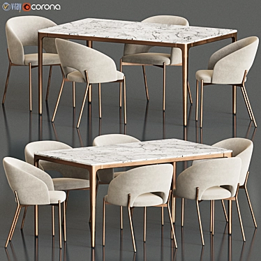 Elegant 2012 Dining Set 3D model image 1 