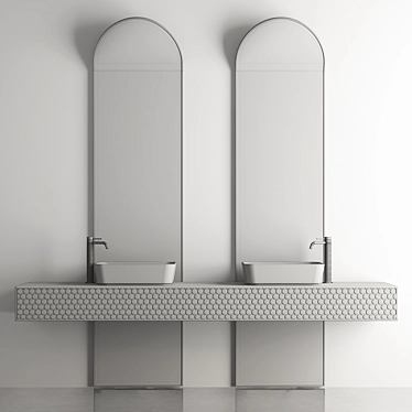 Sleek Bathroom Vanity Set | L: 2200mm 3D model image 1 