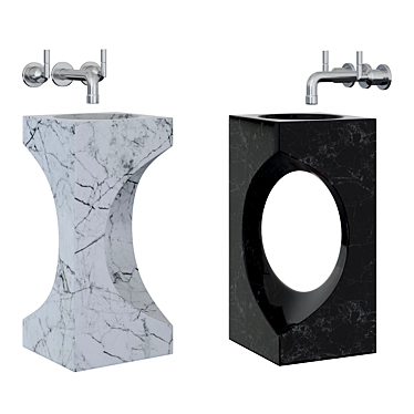 Modern Pedestal Sink: Realistic Model 3D model image 1 