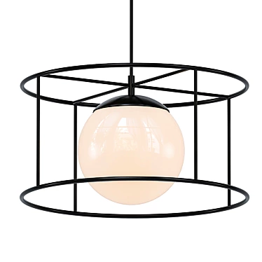 Modern Black LED Hanging Lamp 3D model image 1 
