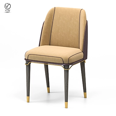 Sleek Wood Metal Fabric Dining Chair 3D model image 1 
