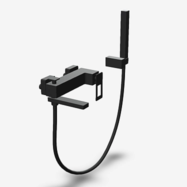 Boheme Q 143-BB: Black Matte Bath Mixer with Shower 3D model image 1 