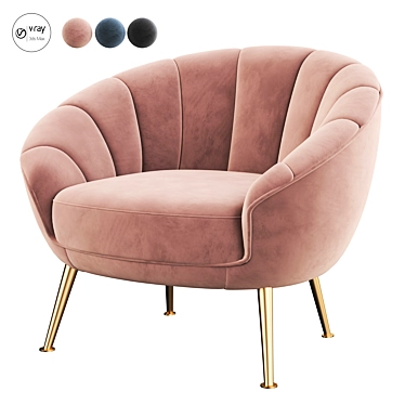 Blush Velvet Primrose Accent Armchair 3D model image 1 