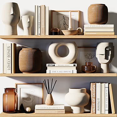 Modern Decorative Shelf Set - Elegant Home Accent 3D model image 1 