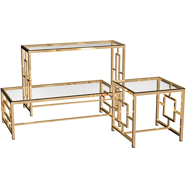 CL-3 Clear Gold Coffee Table Set 3D model image 1 