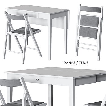 IDANÄS / TERJE Folding Table and Chairs Set 3D model image 1 