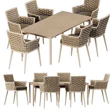 Elegant Outdoor Dining Set 3D model image 1 