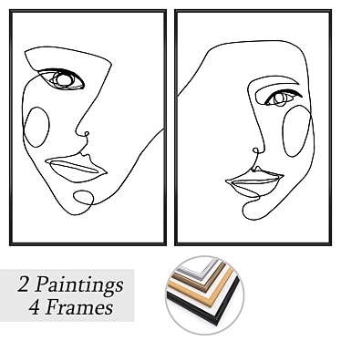 Elegant Wall Art Set with Multiple Frame Options 3D model image 1 