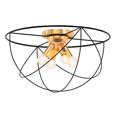 Elegant Metal Circle Ceiling Light 3D model image 1 